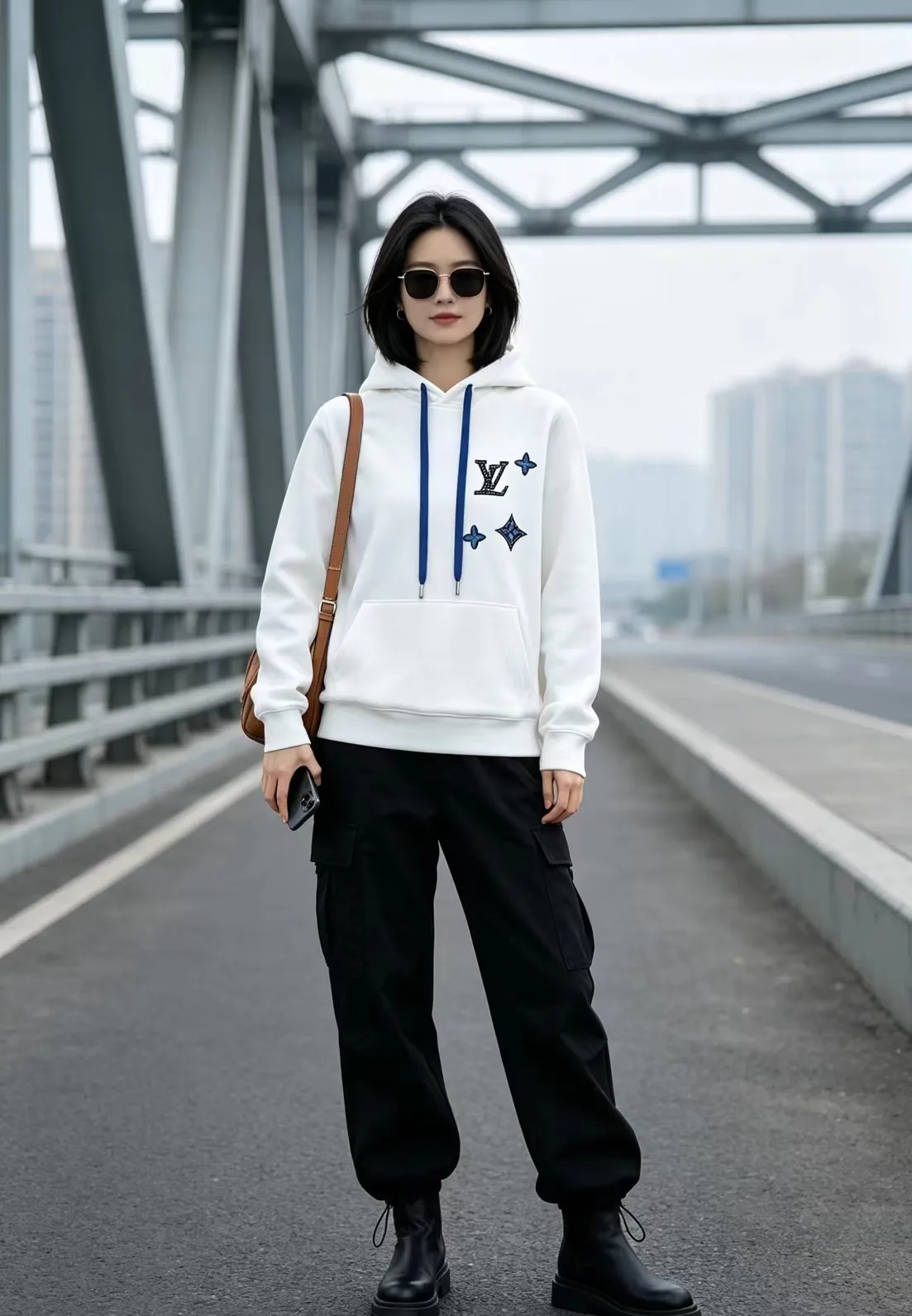 Louis Vuitton/Louis Vuitton rivet presbyopic letter hooded sweatshirt